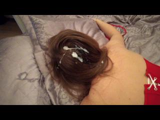 Cum on babe's hair!